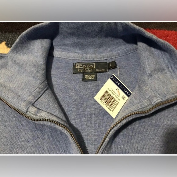 Vintage Polo Ralph Lauren Blue 1/2 Zip Sweater L Beach Pwing stadium Cp Bear Usa